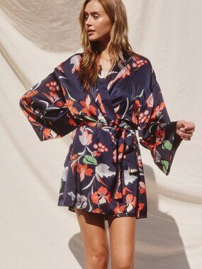 Petal And Pup Clerice Mini Dress - Navy Blue Floral - Size Small